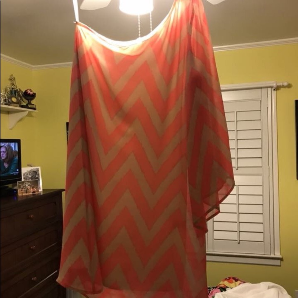 Pink/Tan Chevron Dress
